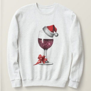 Sweatshirt Verre de Noël, Père Noël Casquette Imprimer