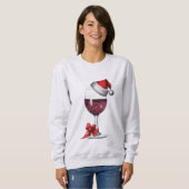 Sweatshirt Verre de Noël, Père Noël Casquette Imprimer (Devant entier)