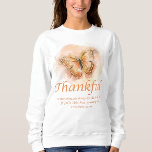 Sweatshirt Verse de la Bible du papillon chrétien féminin : M (Devant)