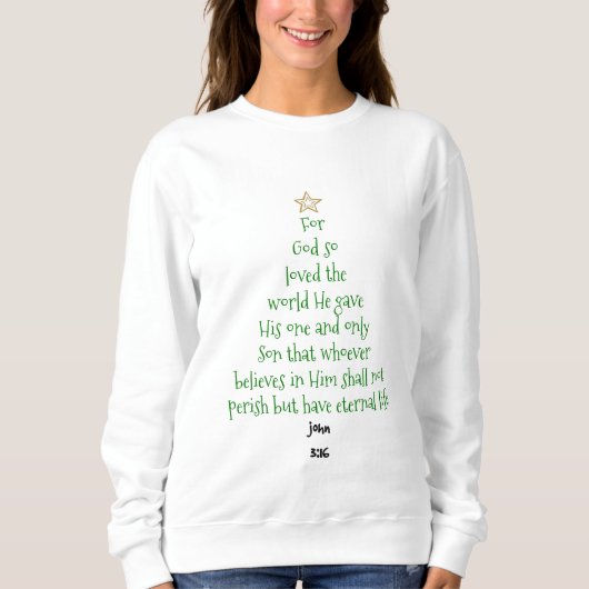 Sweatshirt Verset de l'arbre de Noël (Jean 3:16) (Devant)