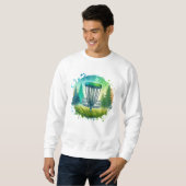 Sweatshirt Vert et Bleu Disque Golf Thème (Devant entier)