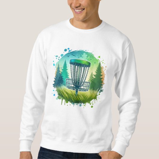Sweatshirt Vert et Bleu Disque Golf Thème (Devant)