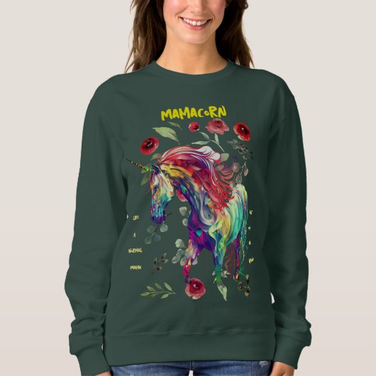 Sweatshirt (Vert forêt) Maman Licorne (Devant)