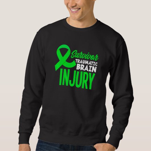 Sweatshirt Vert Ruban Survivante Traumatic Brain Injury Aware (Devant)