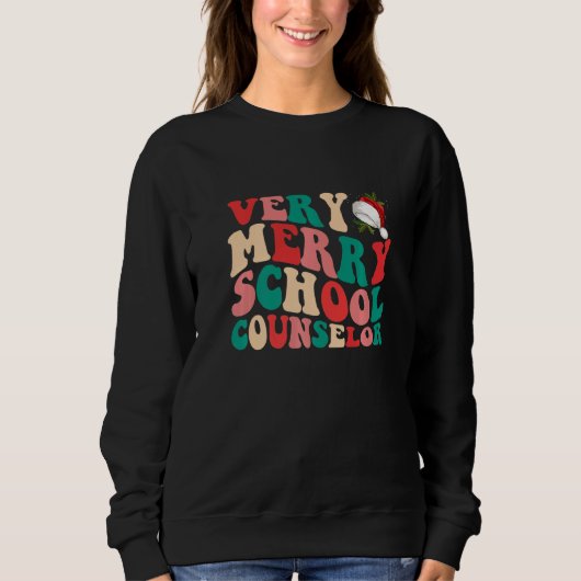 Sweatshirt Very Merry School Counselor Elf Christmas School P (Devant)