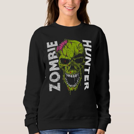 Sweatshirt Vêtements de chasseur de zombies Halloween 1 (Devant)