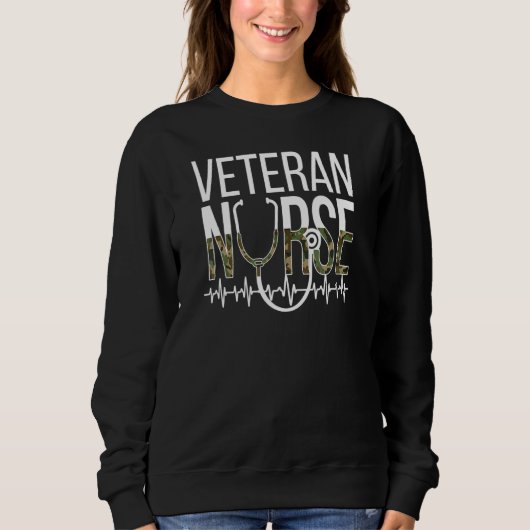 Sweatshirt Veteran Nursing Heartbeat Veteran Nurse 1 (Devant)
