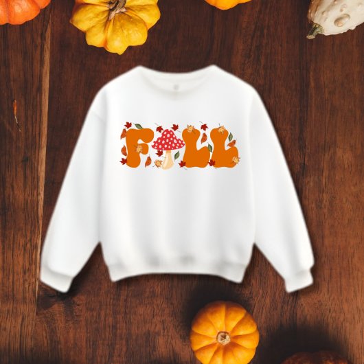 Sweatshirt Vibes d'automne Lettres avec champignons et Feuill