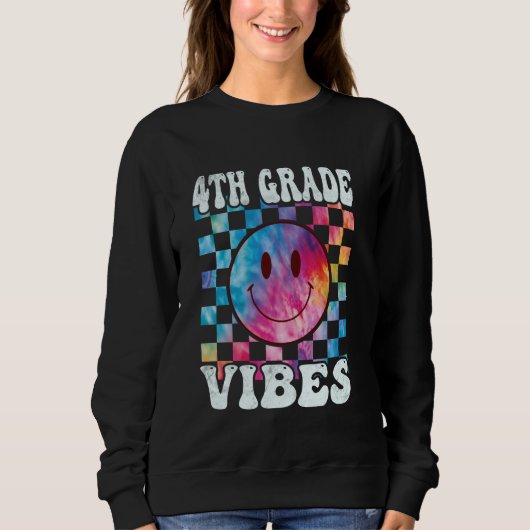 Sweatshirt Vibes de 4e année Tee 4e année Retro 1er jour de (Devant)