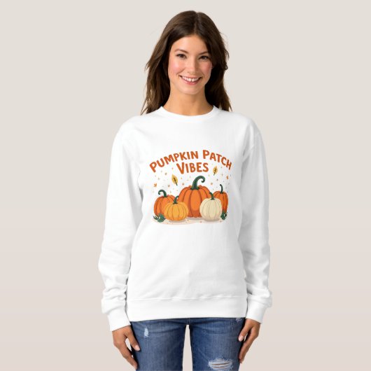 Sweatshirt Vibes de correctifs citrouilles (Devant entier)