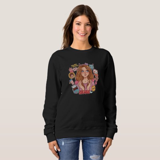 Sweatshirt Vibes de la Génération Z – Fille d'esthétique mign (Devant entier)