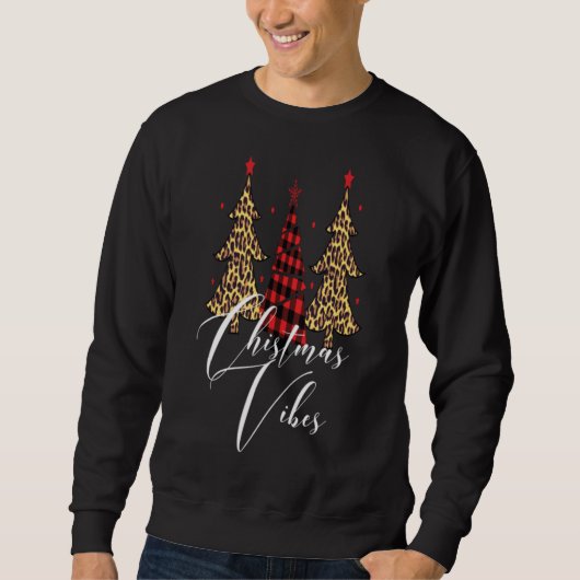 Sweatshirt Vibes de Noël Buffalo Plaid Leopard Slim Christa (Devant)