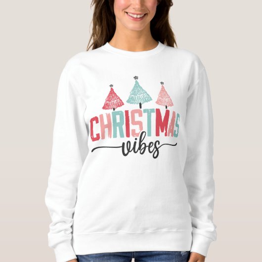 Sweatshirt Vibes de Noël - Festive Tree Design (Devant)