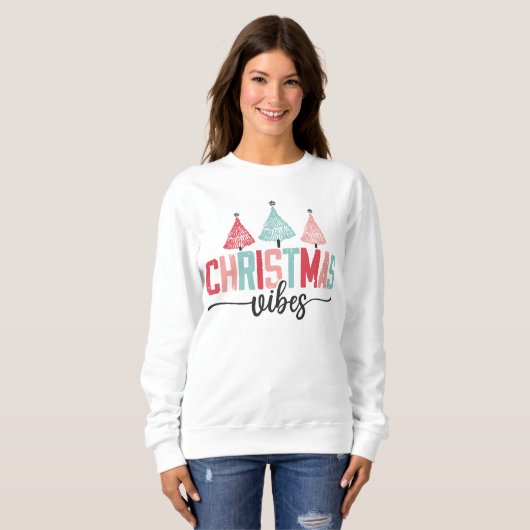 Sweatshirt Vibes de Noël - Festive Tree Design (Devant entier)