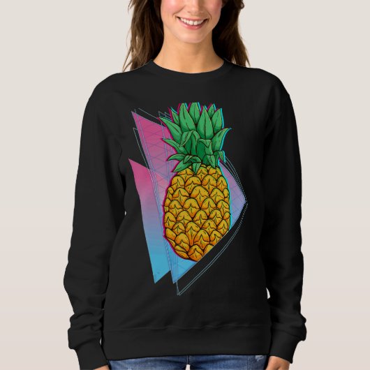 Sweatshirt Vibes d'été de l'ananas tropicale Synthwave 90s Va (Devant)