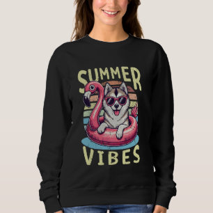 Sweatshirt Vibes d'été rétro Alaskan Klee Kai Chig Mom Vacati