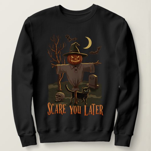 Sweatshirt Vibes d'Halloween - Citrouille Head Scarecrow (Design devant)