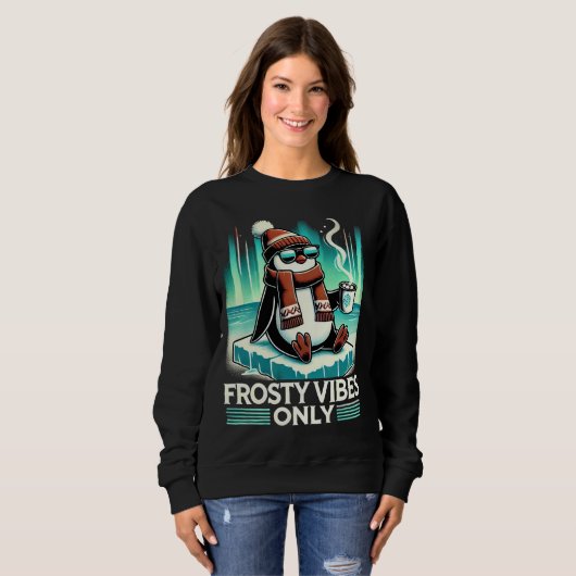 Sweatshirt Vibes Frosty seulement - Pingouin relaxant pour un (Devant entier)