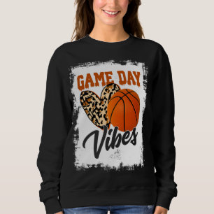 Sweatshirt Vibes Jour Jeu Bleu Fan Basketball Fan Maman Grand
