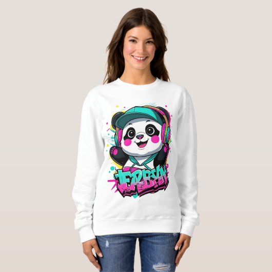 Sweatshirt Vibes Panda ‏ urbaines (Devant entier)
