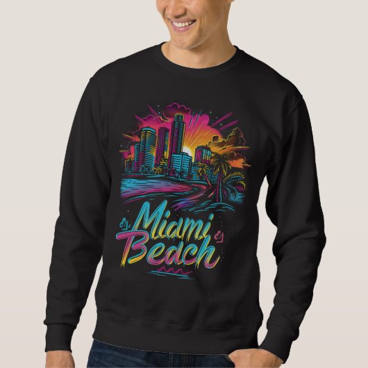 Sweatshirt Vibes rétro de Miami Beach (Devant)