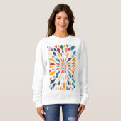 Sweatshirt Vibrant Abstract Floral Burst Pattern  (Devant entier)