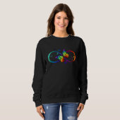 Sweatshirt Vibrant infinity with rainbow butterfly on black (Devant entier)