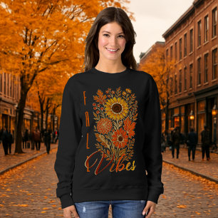 Sweatshirt Vibrations Automnales Florales - Typographie Moder