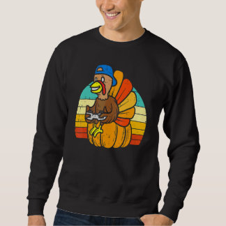 Sweatshirt Vidéo de Thanksgiving pour garçons rétro dinde de 