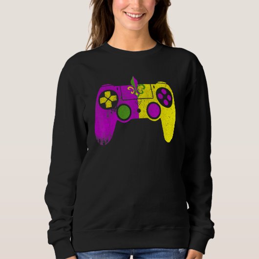 Sweatshirt Video Game Controller Mardi Gras Carnival Mask Fle (Devant)