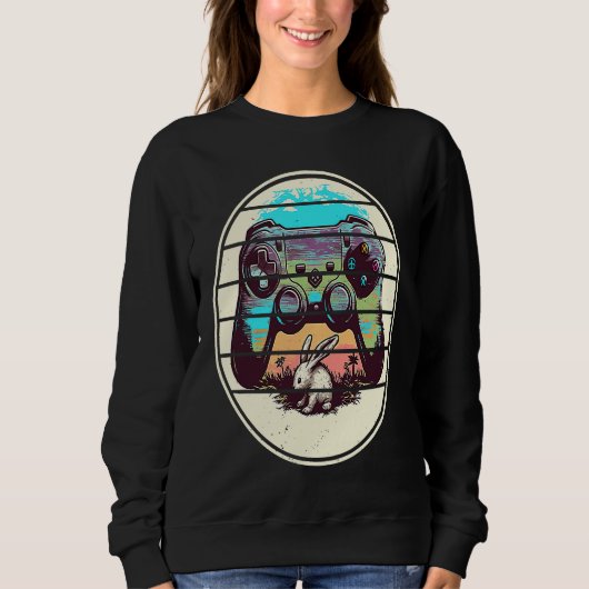 Sweatshirt Video Game Easter Bunny Gaming Controller Gamer Bo (Devant)
