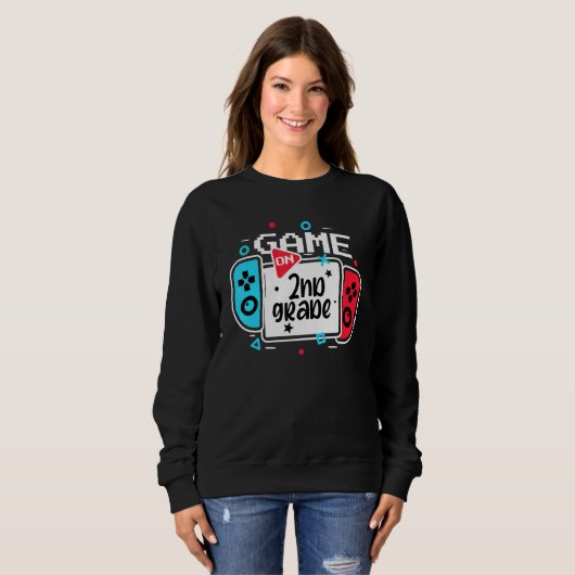 Sweatshirt Video Game On 2nd Grade Cool Kids Team Second Back (Devant entier)