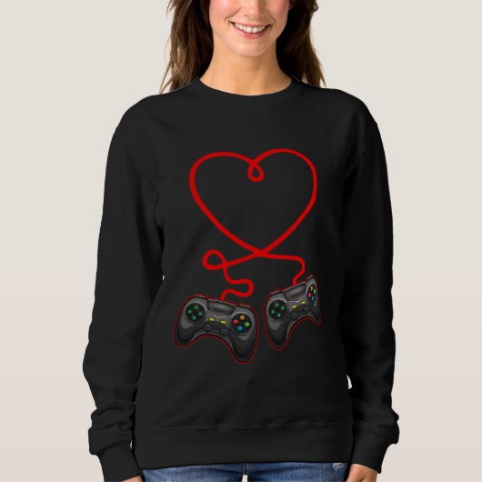 Sweatshirt Video Gamer Heart Controllers Valentines Day Boys (Devant)
