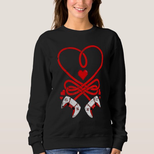 Sweatshirt Video Gamer Valentines Day Shirt Controllers Heart (Devant)
