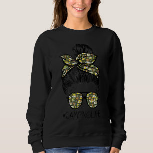 Sweatshirt Vie Camping Messy Bun Cheveux Pour Camper Maman Vi