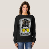 Sweatshirt Vie Mère De Softball Bleu Avec Leopard Et Messager (Devant entier)