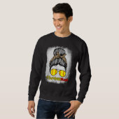 Sweatshirt Vie Mère De Softball Bleu Avec Leopard Et Messager (Devant entier)