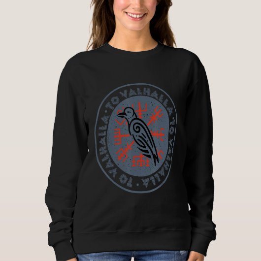 Sweatshirt Viking Raven Vegvisir Valhalla Viking Runes Nordic (Devant)
