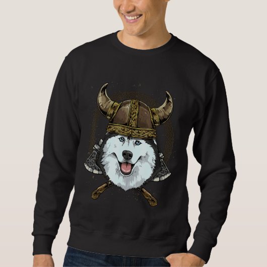 Sweatshirt Viking Siberian Husky Chig Avec Viking Casque Mjol (Devant)