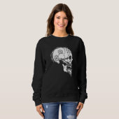 Sweatshirt Viking Valhalla Crâne Norse Mythologie Cheveux tre (Devant entier)