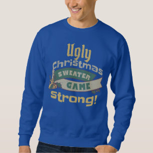 Sweatshirt Vilain Jeu de Sweater de Noël Fort! Bleu royal
