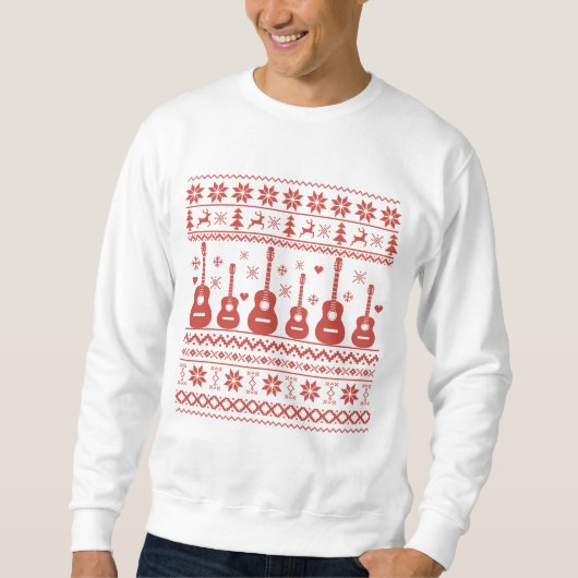 Sweatshirt Vilain joyeux pull de Noël guitare acoustique (Devant)