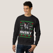 Sweatshirt Vilain Noël Sibérien Husky Xmas Vêtement Drôle (Devant entier)