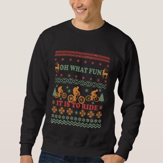 Sweatshirt Vilain pull de Noël à vélo (Devant)
