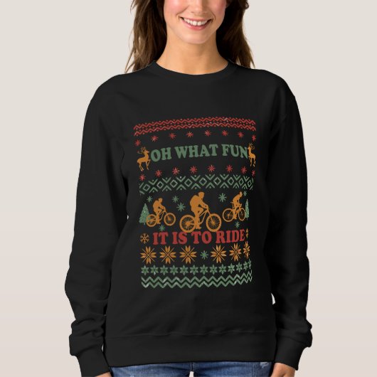 Sweatshirt Vilain pull Joyeux Noël à vélo (Devant)