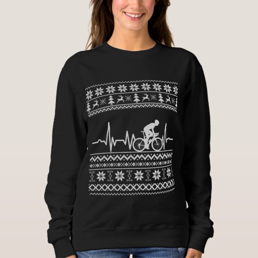 Sweatshirt Vilain pull Joyeux Noël à vélo (Devant)
