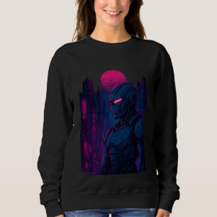 Sweatshirt Ville néon cyberpunk avec robot — Dreamframe_U8O E