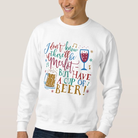 Sweatshirt Vin de merlot de Noël moche Humour (Devant)