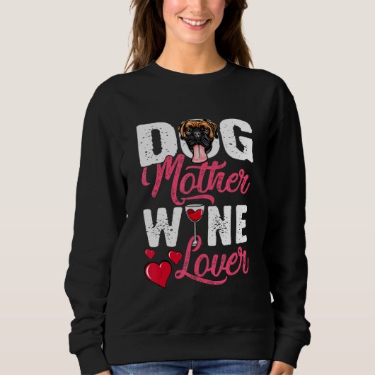 Sweatshirt Vin Mère Chien Boxe Distressé (Devant)