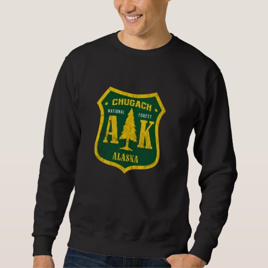 Sweatshirt Vin rétro de la forêt nationale de Chugach (Devant)